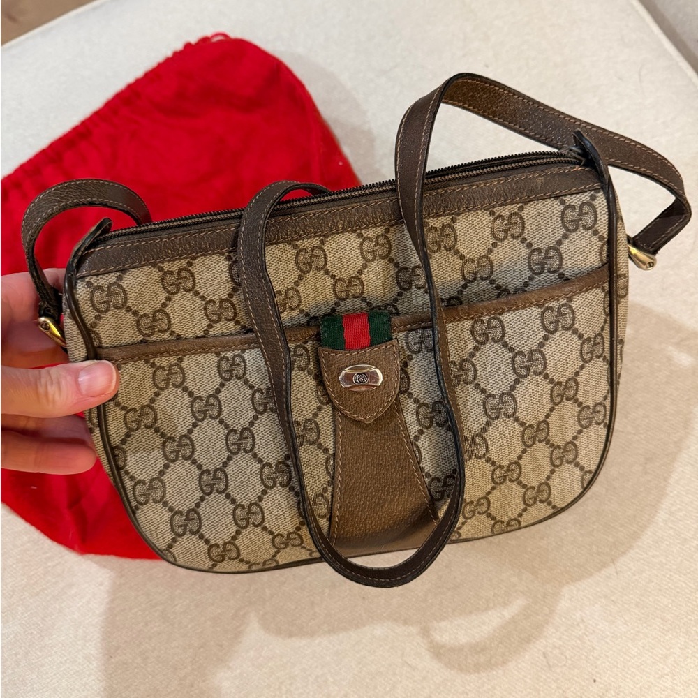 Gucci Monogram Brown and Cream Shoulder Bag Vintage 1983 - Picture 10 of 15